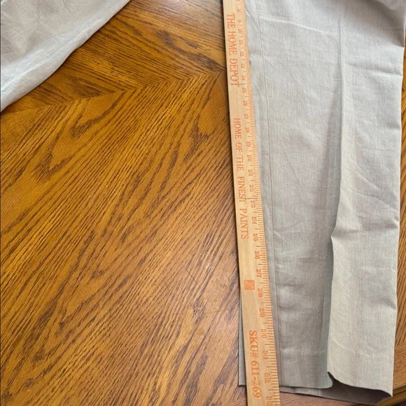 Stafford Linen Blend Pants Dress Mens Tan Slim Fit Straight Flat Front 40X32 - Picture 7 of 8